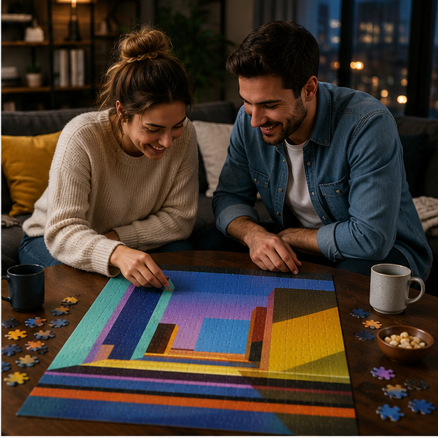 Abstract Cityscape Puzzle Colorful Geometric Jigsaw Puzzle 110 To 1014 Pieces For Mindful Play