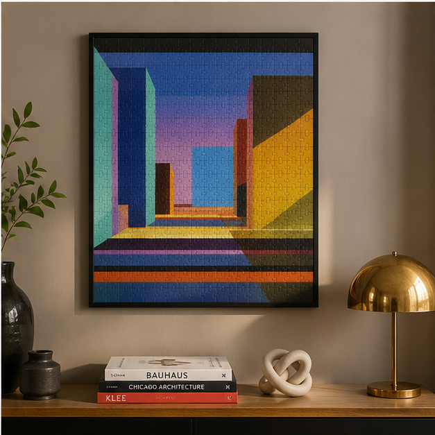 Abstract Cityscape Puzzle Colorful Geometric Jigsaw Puzzle 110 To 1014 Pieces For Mindful Play