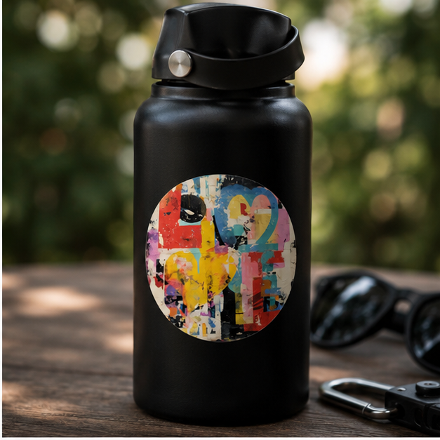 Abstract Collage Round Sticker Colorful Pop Art Decal Indoor Outdoor For Laptop Water Bottle Notebook Skateboard