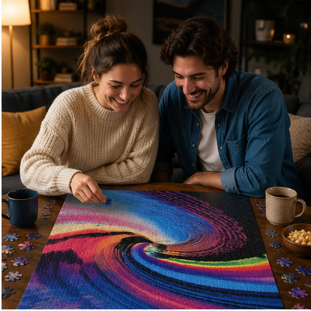 Abstract Colorwave Jigsaw Puzzle 110 252 520 1014 Piece Set Premium Die Cut Puzzle