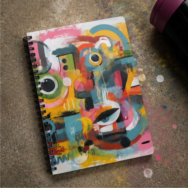 Abstract Colorful Faces Spiral Notebook Ruled Journal For Creative Notes And Daily Ideas