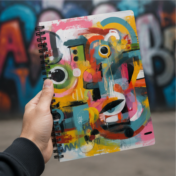Abstract Colorful Faces Spiral Notebook Ruled Journal For Creative Notes And Daily Ideas