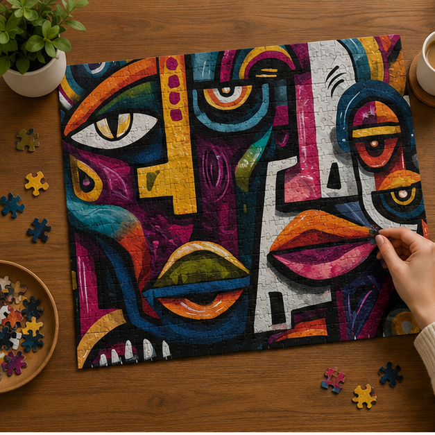 Abstract Street Art Faces Puzzle Colorful Graffiti Jigsaw Puzzle In 110 252 520 1014 Piece Sizes