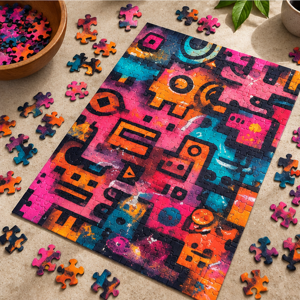 Abstract Graffiti Jigsaw Puzzle – Colorful Neon Street Art  Bold Colors. Abstract Energy. A Puzzle with Personality.
