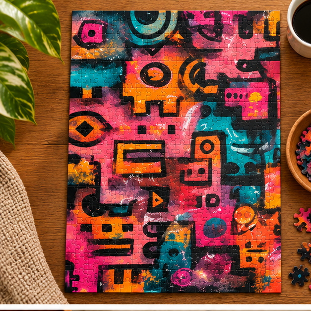 Abstract Graffiti Jigsaw Puzzle – Colorful Neon Street Art  Bold Colors. Abstract Energy. A Puzzle with Personality.