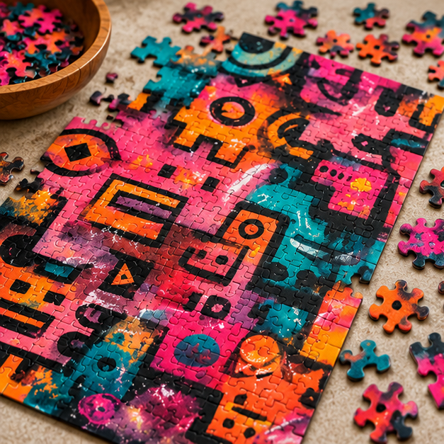 Abstract Graffiti Jigsaw Puzzle – Colorful Neon Street Art  Bold Colors. Abstract Energy. A Puzzle with Personality.