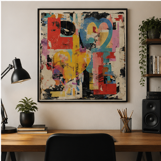 Abstract Love Collage Poster Matte Vertical Wall Art With Giclee Inks Textured Urban Hearts Design