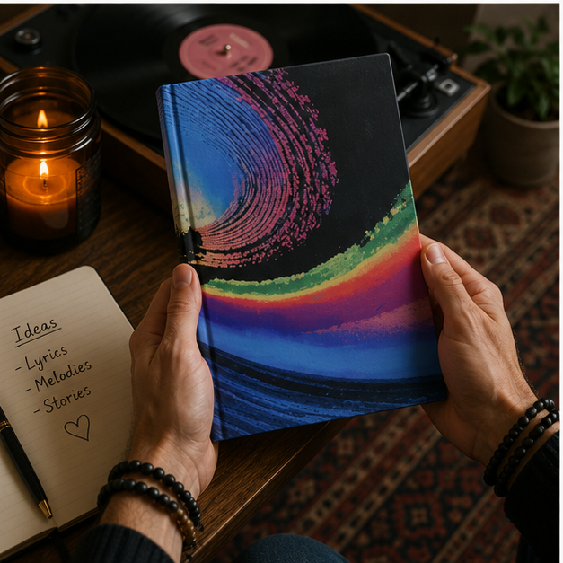Abstract Neon Swirl Journal For Creative Writing And Notes 5x7 Ruled Notebook With Matte Cover