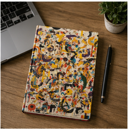 Abstract Color Splash Hardcover Journal Matte Artistic Notebook For Sketching And Notes With 150 Lined Pages