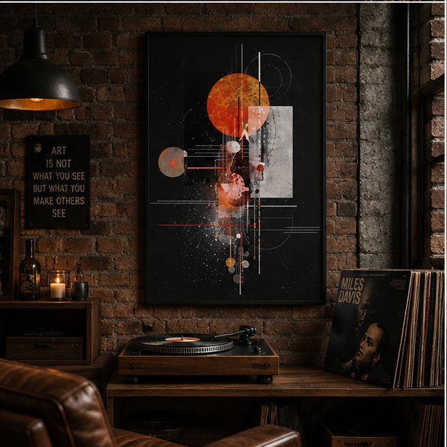 Abstract Solar Geometry Matte Poster Modern Space Art Wall Print Giclee Museum Quality Archival Paper Decor