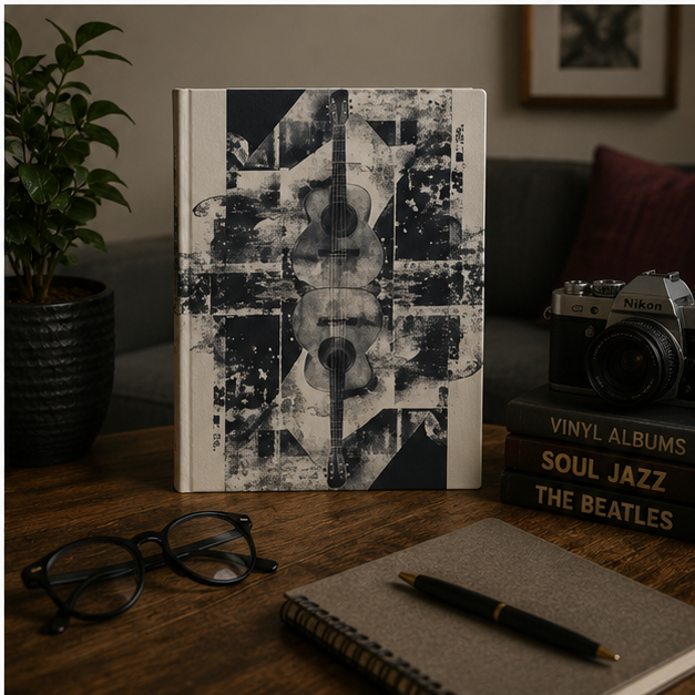 Acoustic Collage Hardcover Journal For Songwriters And Musicians Vintage Guitar Music Notebook With Sheet Music Cover