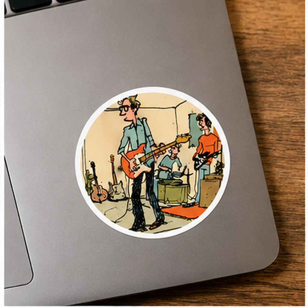 Band Practice Sticker, Retro Indie Rock Band Decal, Vintage Music Sticker, Guitar Player Art, Musician Gift, Garage Band Vinyl Sticker