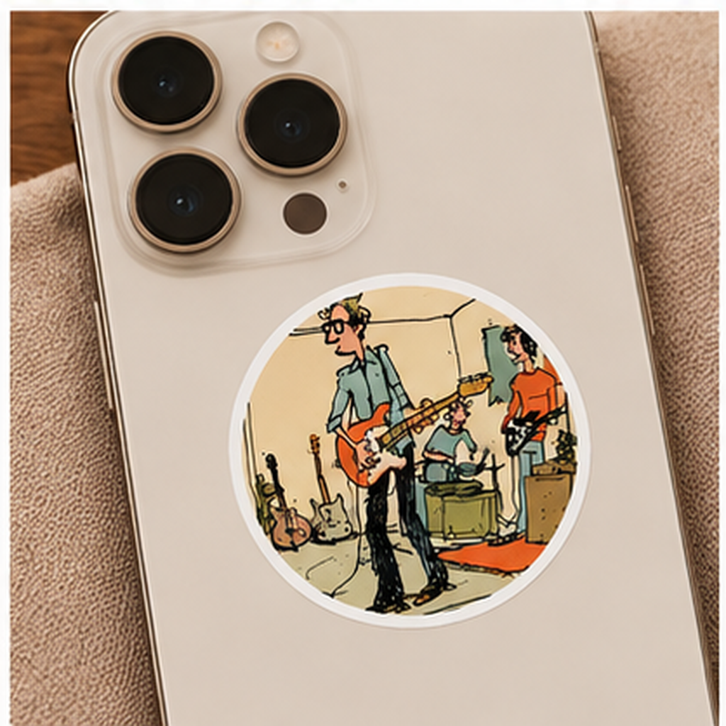 Band Practice Sticker, Retro Indie Rock Band Decal, Vintage Music Sticker, Guitar Player Art, Musician Gift, Garage Band Vinyl Sticker