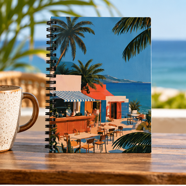 Band Practice Spiral Notebook – Retro Coastal Music Journal & Songwriting Notebook