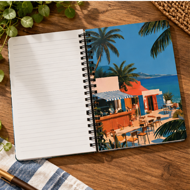 Band Practice Spiral Notebook – Retro Coastal Music Journal & Songwriting Notebook