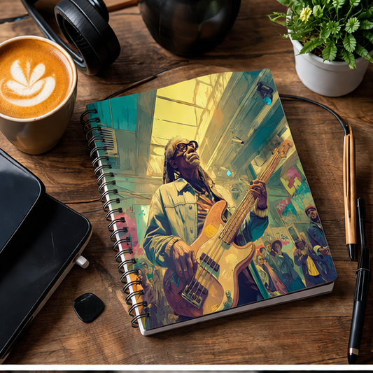 Bass Guitarist Spiral Notebook — Musician Concert Art Journal