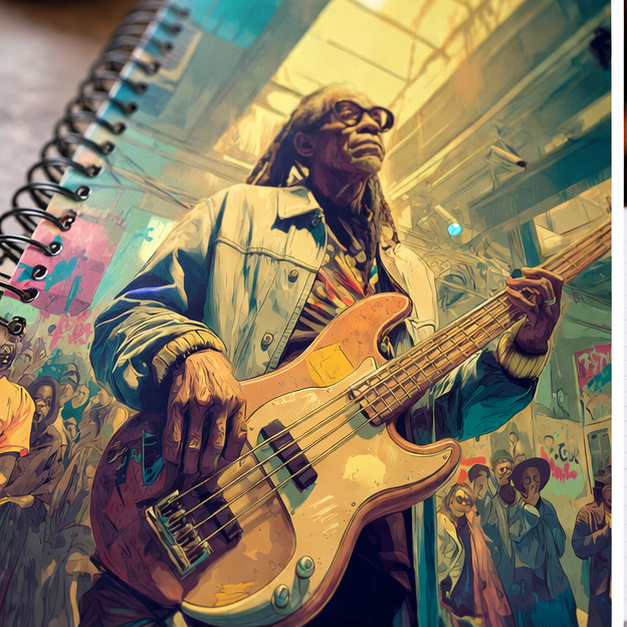 Bass Guitarist Spiral Notebook — Musician Concert Art Journal