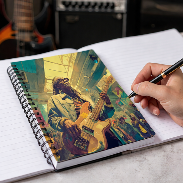 Bass Guitarist Spiral Notebook — Musician Concert Art Journal