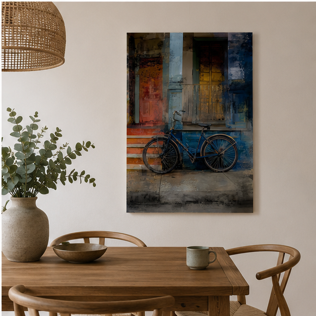 Vintage Bicycle Street Poster Matte Vertical Wall Art for Rustic Home Decor Giclee Print on Archival Paper