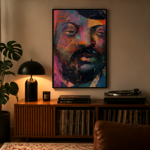 Abstract Colorful Portrait Poster Vibrant Contemporary Wall Art Print Matte Finish Giclee on Museum Grade Paper