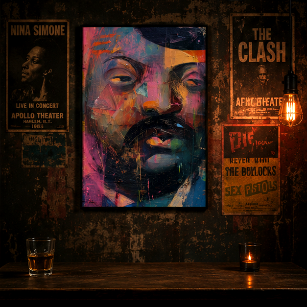 Abstract Colorful Portrait Poster Vibrant Contemporary Wall Art Print Matte Finish Giclee on Museum Grade Paper
