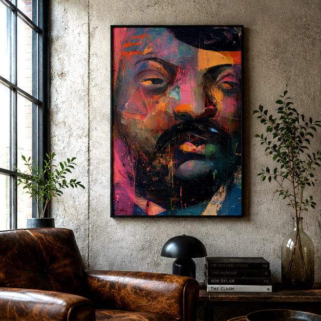 Abstract Colorful Portrait Poster Vibrant Contemporary Wall Art Print Matte Finish Giclee on Museum Grade Paper