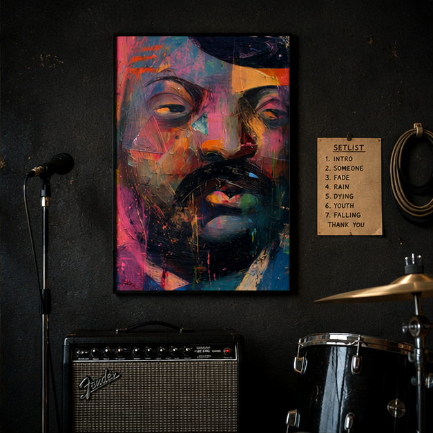 Abstract Colorful Portrait Poster Vibrant Contemporary Wall Art Print Matte Finish Giclee on Museum Grade Paper