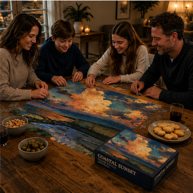 Coastal Sunset Puzzle — Impressionist Seascape Jigsaw (110–1014 pcs)