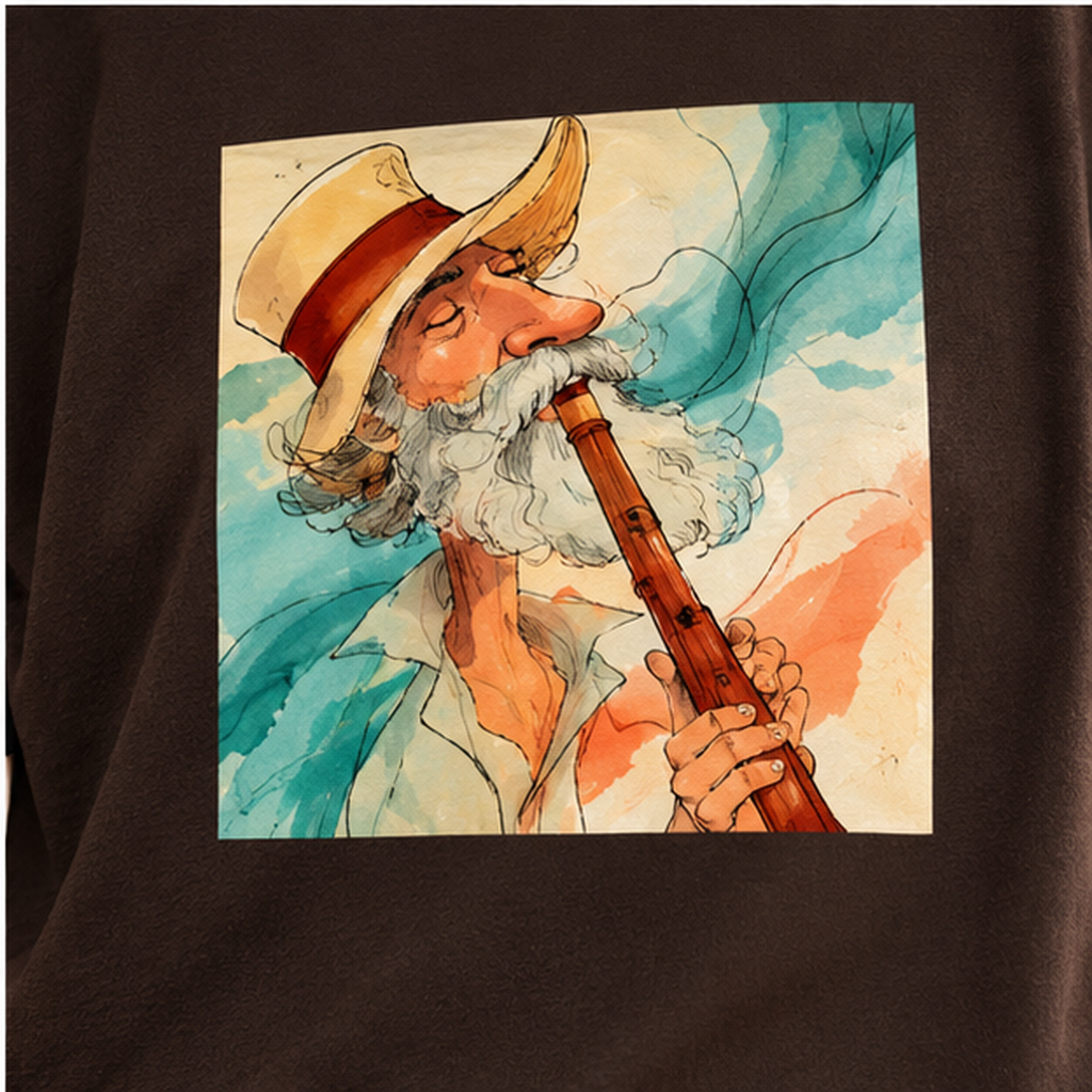 Abstract Coastal Art T-Shirt – Vintage Watercolor Musician Graphic Tee, Retro Boho Fashion, Colorful Artistic Unisex Shirt, Music Lover Gift