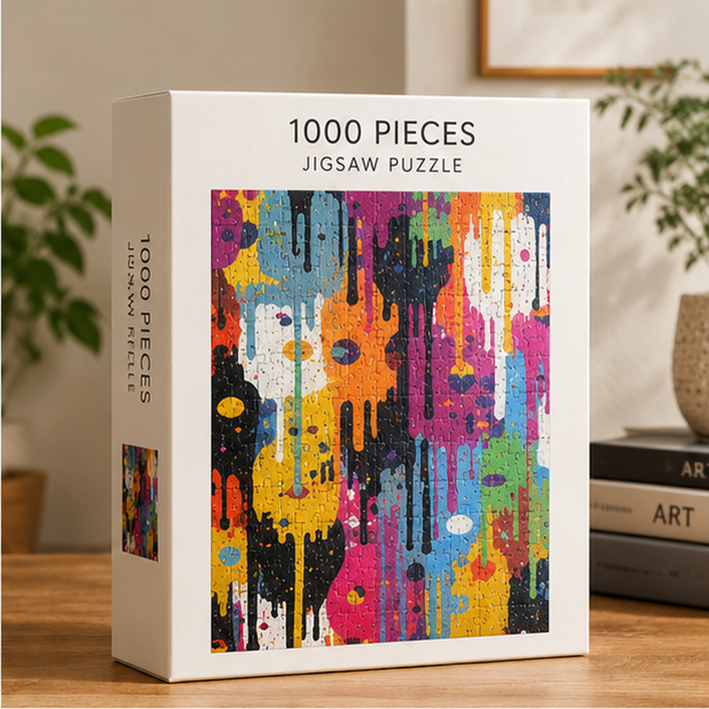 Color Splash Abstract Jigsaw Puzzle – Colorful Dripping Paint Art, Modern Graffiti Puzzle, Creative Gift for Art Lovers