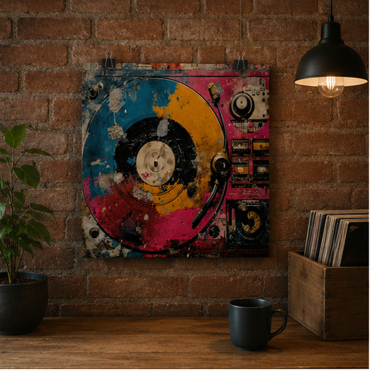 Retro Turntable Poster Vertical Matte Art Colorful Vintage Vinyl Wall Decor For Music Lovers Studio Hallway