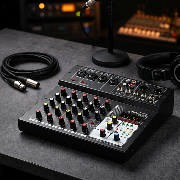 Mini 6-Channel Bluetooth Audio Mixer for Music & Streaming
