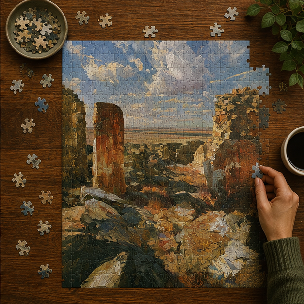 Desert Ruins Landscape Jigsaw Puzzle Scenic Sunlit Desert Scenery 110 252 520 1014 Piece Set