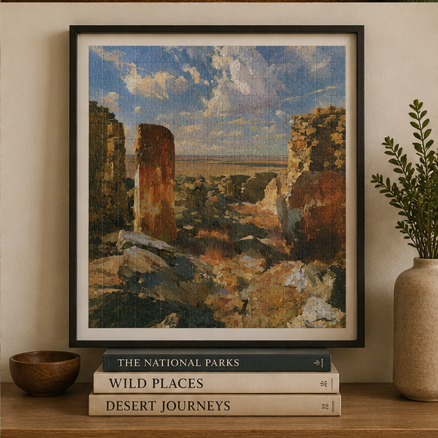 Desert Ruins Landscape Jigsaw Puzzle Scenic Sunlit Desert Scenery 110 252 520 1014 Piece Set