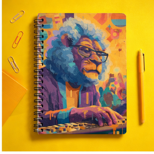 DJ Lion Spiral Notebook Colorful Retro Music Journal With Ruled Pages For Creative Writing Sketching And Song Planning