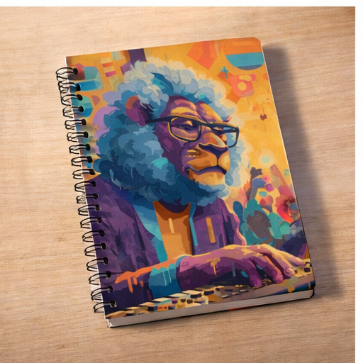 DJ Lion Spiral Notebook Colorful Retro Music Journal With Ruled Pages For Creative Writing Sketching And Song Planning