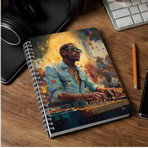 DJ Vibes Spiral Notebook 6x8 Inch Retro Musician Art Ruled Notebook For Lyrics Set Lists Journaling