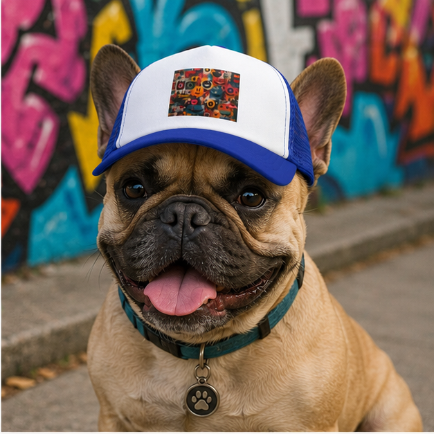 Dog Pop Art Trucker Hat Foam Front Mesh Back Colorful Retro Canine Cap With Sun Protection And Adjustable Fit
