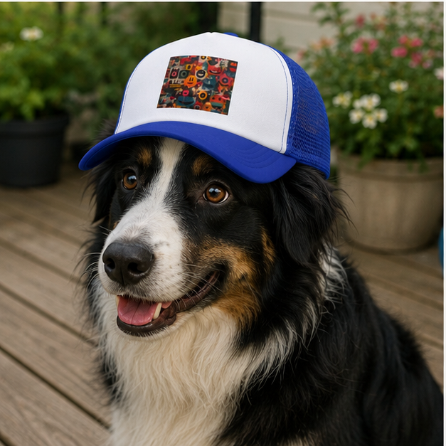 Dog Pop Art Trucker Hat Foam Front Mesh Back Colorful Retro Canine Cap With Sun Protection And Adjustable Fit