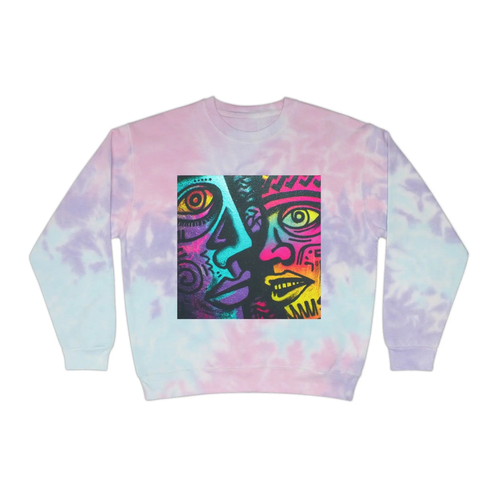 Electric Faces Neon Tie‑Dye Crewneck – Music Andy Designs - MusicandydesignsSweatshirt