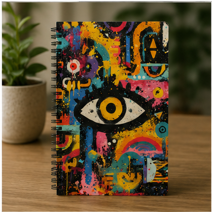 Eye Graffiti Spiral Notebook Colorful Street Art Journal Ruled Paper For Notes Sketching And Creative Thinking