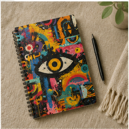Eye Graffiti Spiral Notebook Colorful Street Art Journal Ruled Paper For Notes Sketching And Creative Thinking