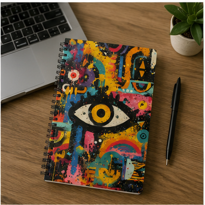 Eye Graffiti Spiral Notebook Colorful Street Art Journal Ruled Paper For Notes Sketching And Creative Thinking