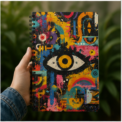 Eye Graffiti Spiral Notebook Colorful Street Art Journal Ruled Paper For Notes Sketching And Creative Thinking