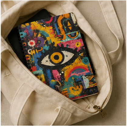 Eye Graffiti Spiral Notebook Colorful Street Art Journal Ruled Paper For Notes Sketching And Creative Thinking