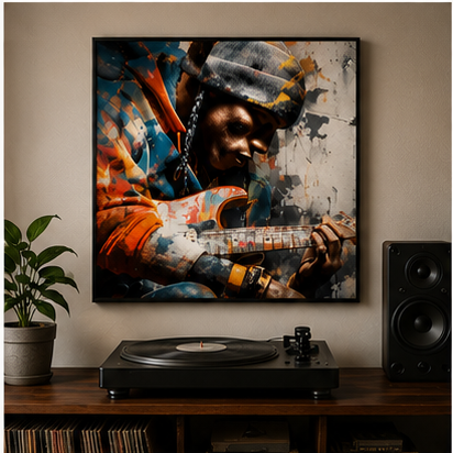 Guitarist Art Poster Matte Vertical Wall Print Archival Giclee Inks On Heavyweight Paper Moody Street Music Portrait