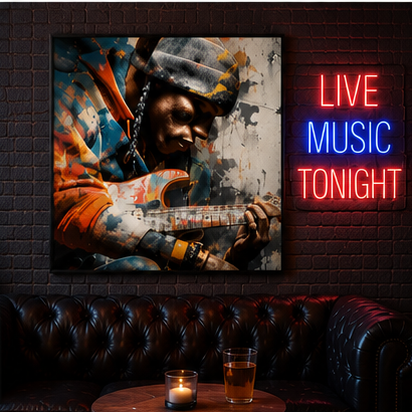 Guitarist Art Poster Matte Vertical Wall Print Archival Giclee Inks On Heavyweight Paper Moody Street Music Portrait