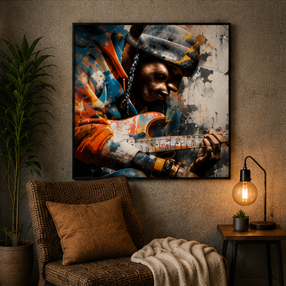 Guitarist Art Poster Matte Vertical Wall Print Archival Giclee Inks On Heavyweight Paper Moody Street Music Portrait