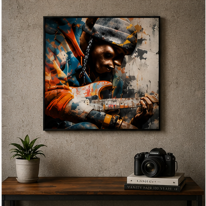 Guitarist Art Poster Matte Vertical Wall Print Archival Giclee Inks On Heavyweight Paper Moody Street Music Portrait