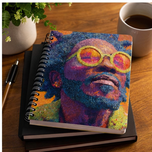 Spiral Notebook With Vibrant Retro Portrait And Yellow Sunglasses Ruled 90Gsm Paper